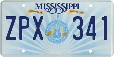 MS license plate ZPX341