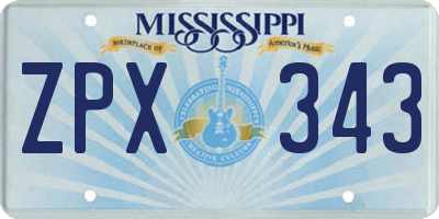 MS license plate ZPX343
