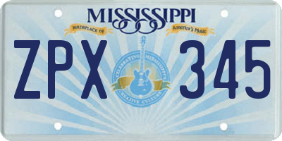MS license plate ZPX345