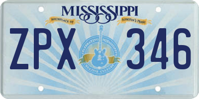 MS license plate ZPX346
