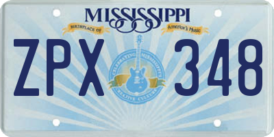 MS license plate ZPX348