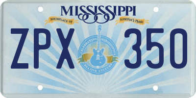 MS license plate ZPX350