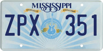MS license plate ZPX351
