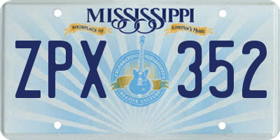 MS license plate ZPX352