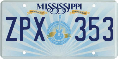 MS license plate ZPX353