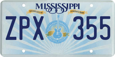 MS license plate ZPX355