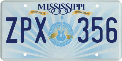 MS license plate ZPX356