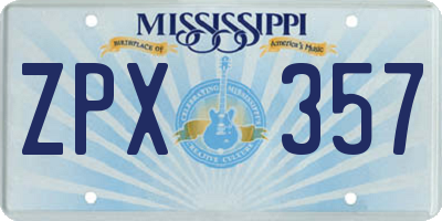 MS license plate ZPX357