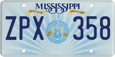 MS license plate ZPX358