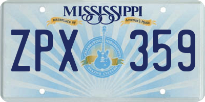 MS license plate ZPX359