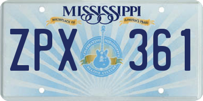 MS license plate ZPX361