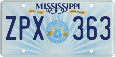 MS license plate ZPX363