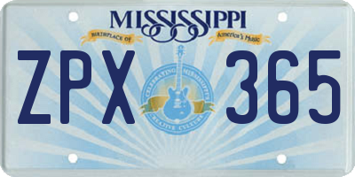 MS license plate ZPX365