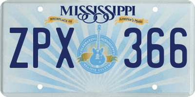 MS license plate ZPX366