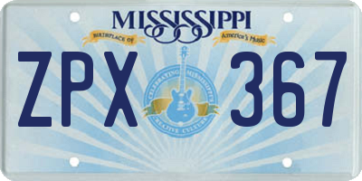 MS license plate ZPX367