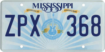 MS license plate ZPX368
