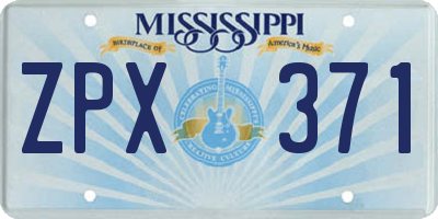 MS license plate ZPX371