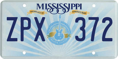 MS license plate ZPX372