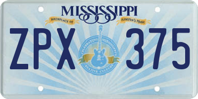 MS license plate ZPX375