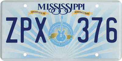MS license plate ZPX376