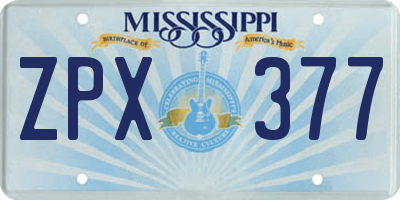 MS license plate ZPX377
