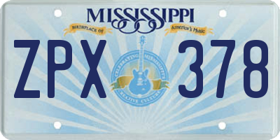MS license plate ZPX378