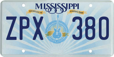 MS license plate ZPX380
