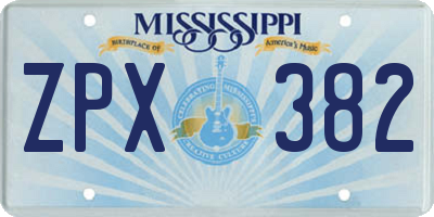 MS license plate ZPX382