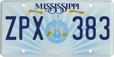 MS license plate ZPX383