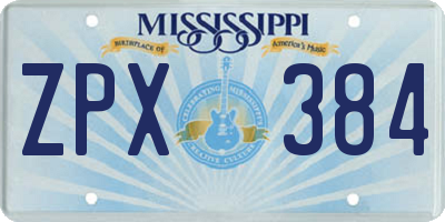 MS license plate ZPX384