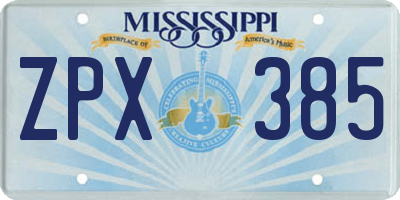 MS license plate ZPX385