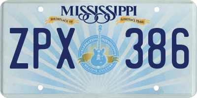 MS license plate ZPX386
