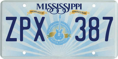 MS license plate ZPX387