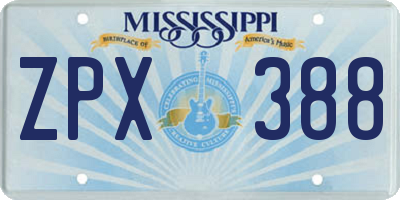 MS license plate ZPX388