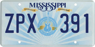 MS license plate ZPX391