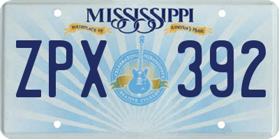 MS license plate ZPX392