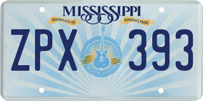 MS license plate ZPX393