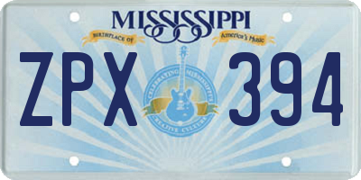 MS license plate ZPX394