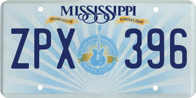 MS license plate ZPX396