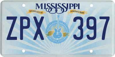 MS license plate ZPX397