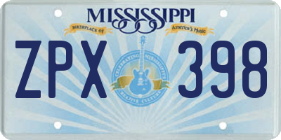MS license plate ZPX398