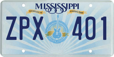 MS license plate ZPX401