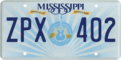 MS license plate ZPX402