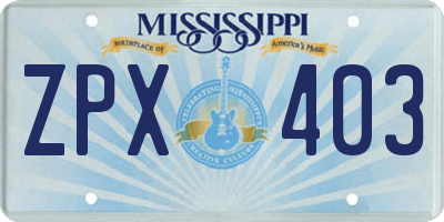 MS license plate ZPX403