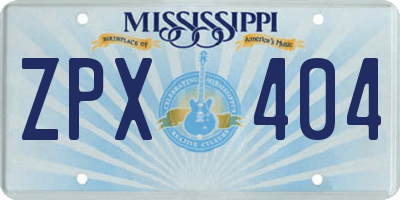 MS license plate ZPX404