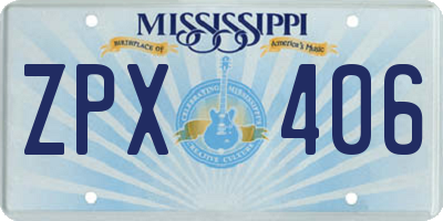 MS license plate ZPX406