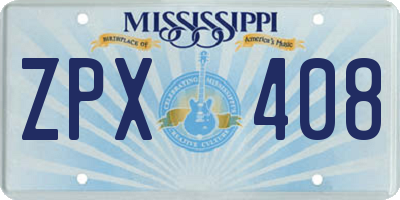 MS license plate ZPX408