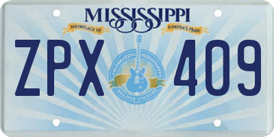 MS license plate ZPX409