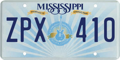 MS license plate ZPX410