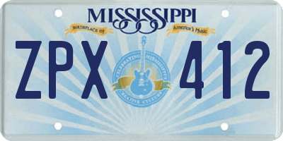 MS license plate ZPX412